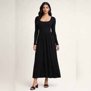 Zara Classic Black Long Sleeve Maxi Dress
